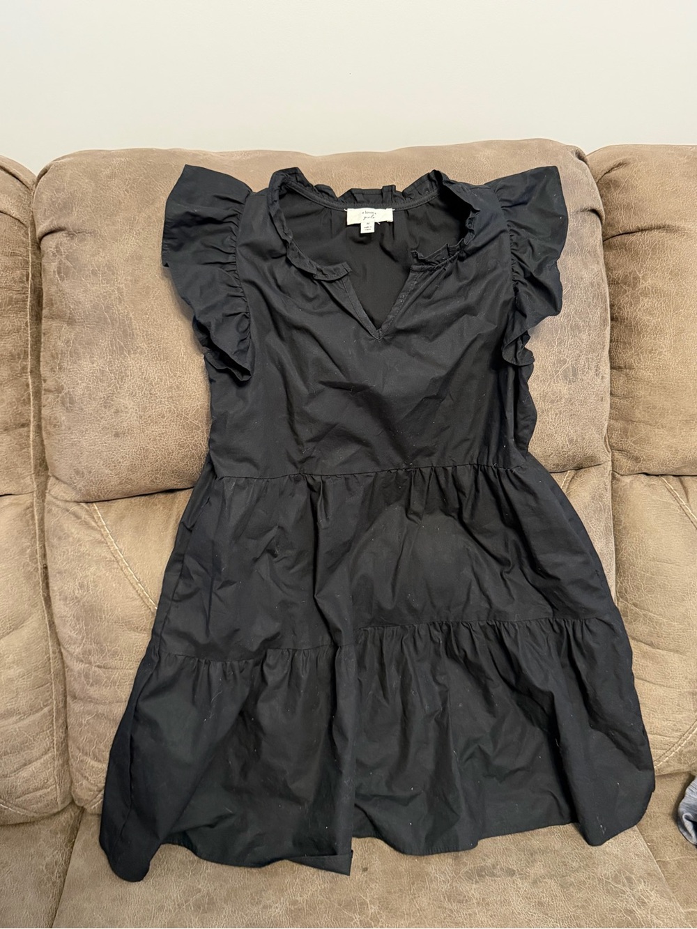 Girls' Black Ruffle Sleeve Tiered Dress - Unknown Brand